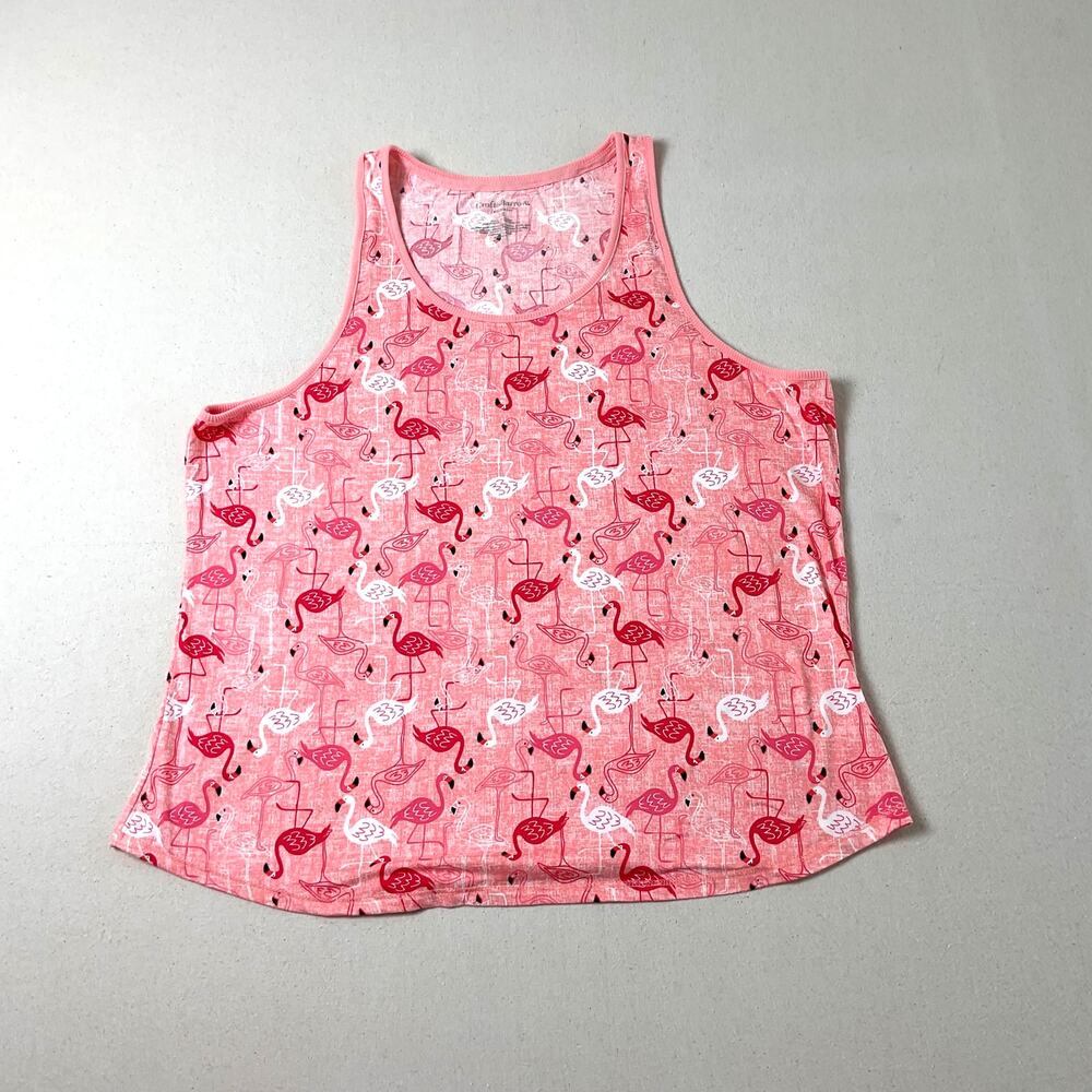 Croft & Barrow Womens 1XL Flamingo Print Matching Pajama Tank And Shorts Set - Picture 2 of 9